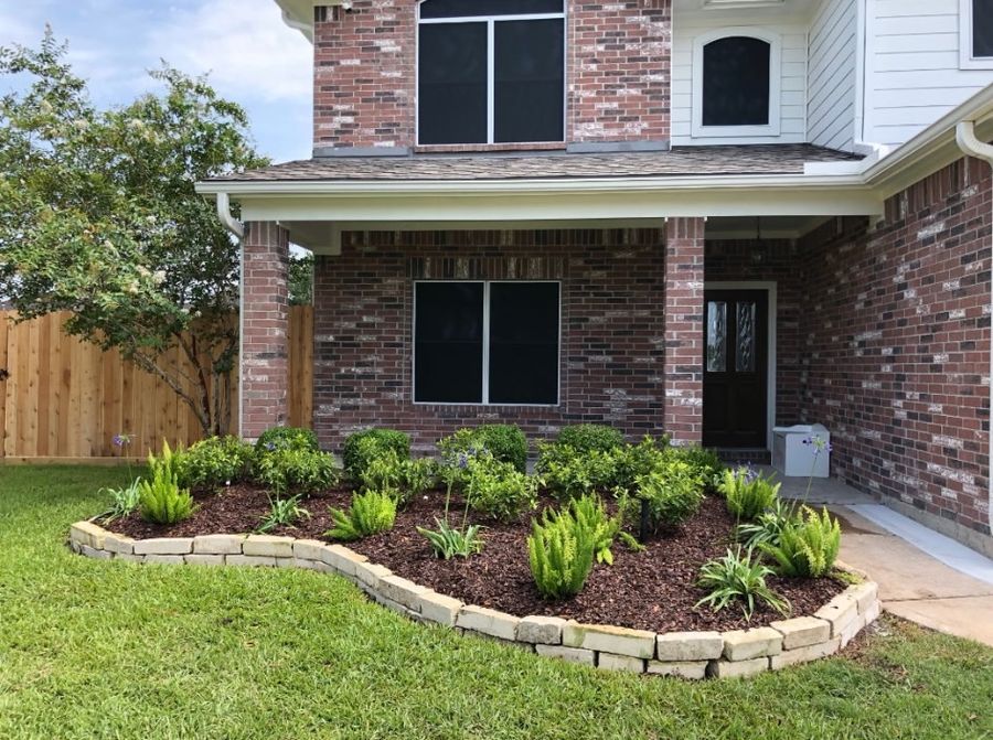 Landscape beds with stone borders