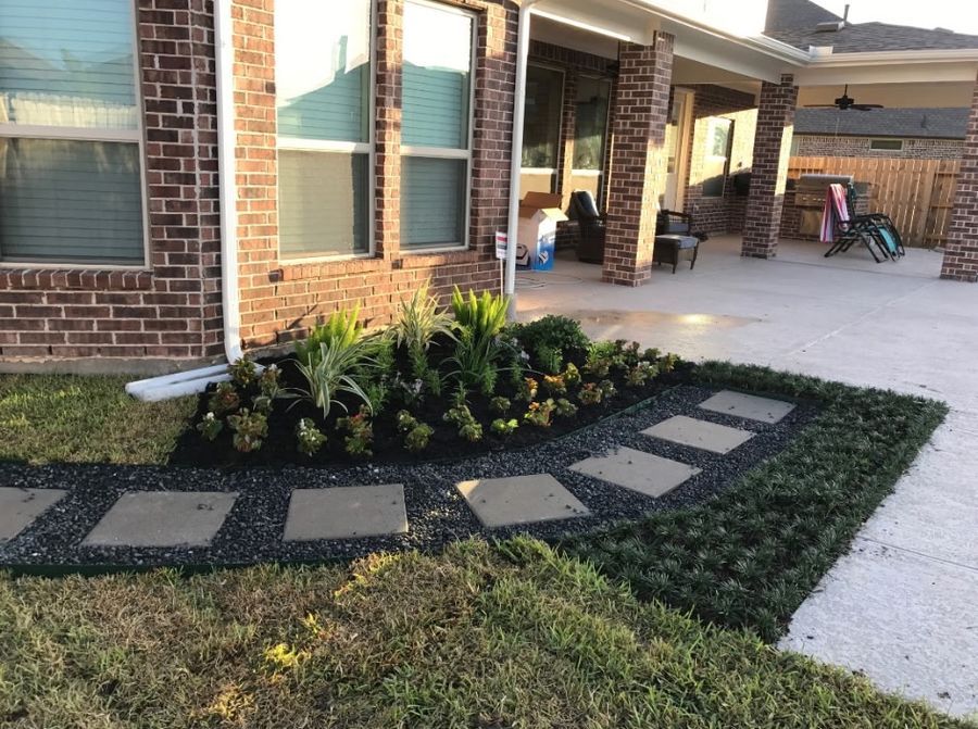 Garden beds with a stepping-stone path